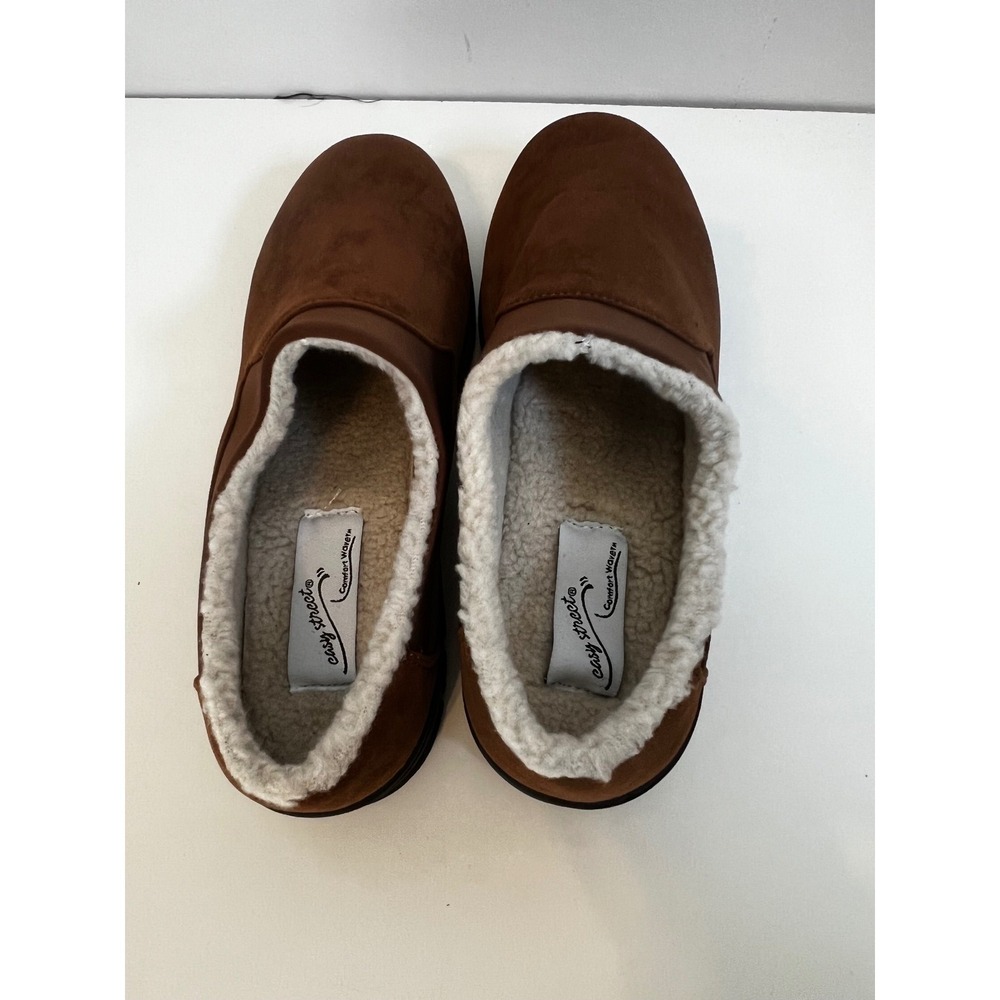 Easy Street Women's Brown Faux Suede Sherpa Slippers Comfort‎ Wave Sz 11 NIB